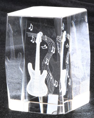 Crystal Paperweight with 3D Laser Engraving - Electric Guitar