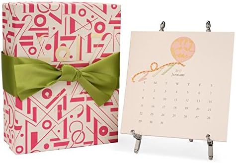 Karen Adams 2017 Desk Calendar 12 Month - Silver Easel (Green Ribbon)