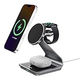 Bonola 3 in 1 Charging Station for Apple Multiple Devices, Aluminum Magnetic Wireless Charger Stand for iPhone 17/ /16/15/14/13/12 Series, Wireless Chargers Dock Stand for Apple Watch/AirPods Pro