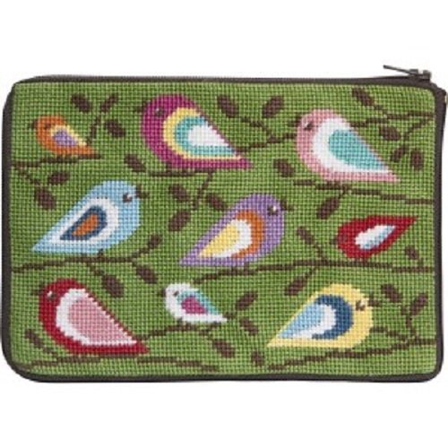Stitch & Zip Needlepoint Purse/Cosmetic Case-SZ598 Birds of Color