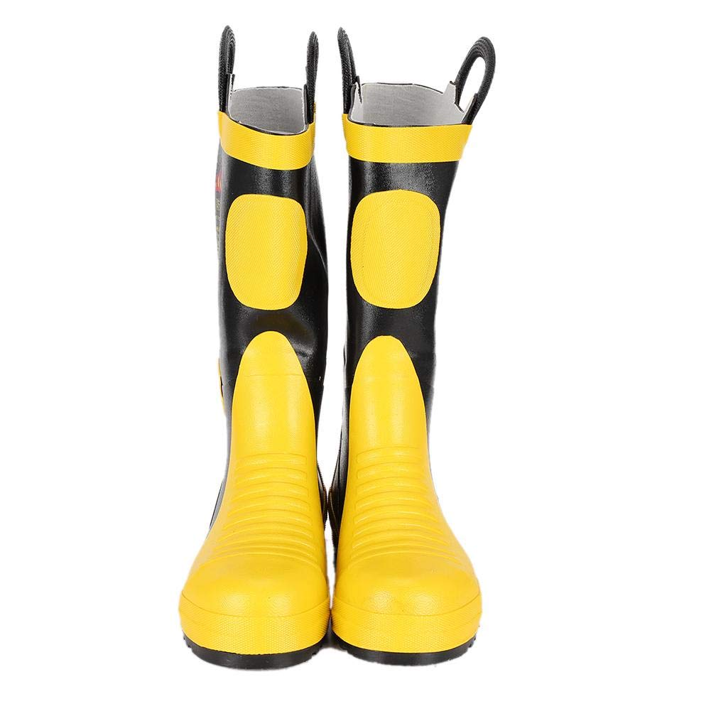 Walfront Firefighter Boots, Rubber Fire Fighting Safety Boots High Temperature Resistant Waterproof Shoes Firefighter Protection (42)