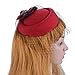 Aniwon British Style Wool Pillbox Hat Cocktail Party Wedding Flower Veil Fascinator for Women