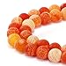 BRCbeads Orange Yellow Frosted Agate Gemstone Smooth Matte Round Loose Beads 10mm Approxi 15.5 inch 35pcs 1 Strand per Bag for Jewelry Making