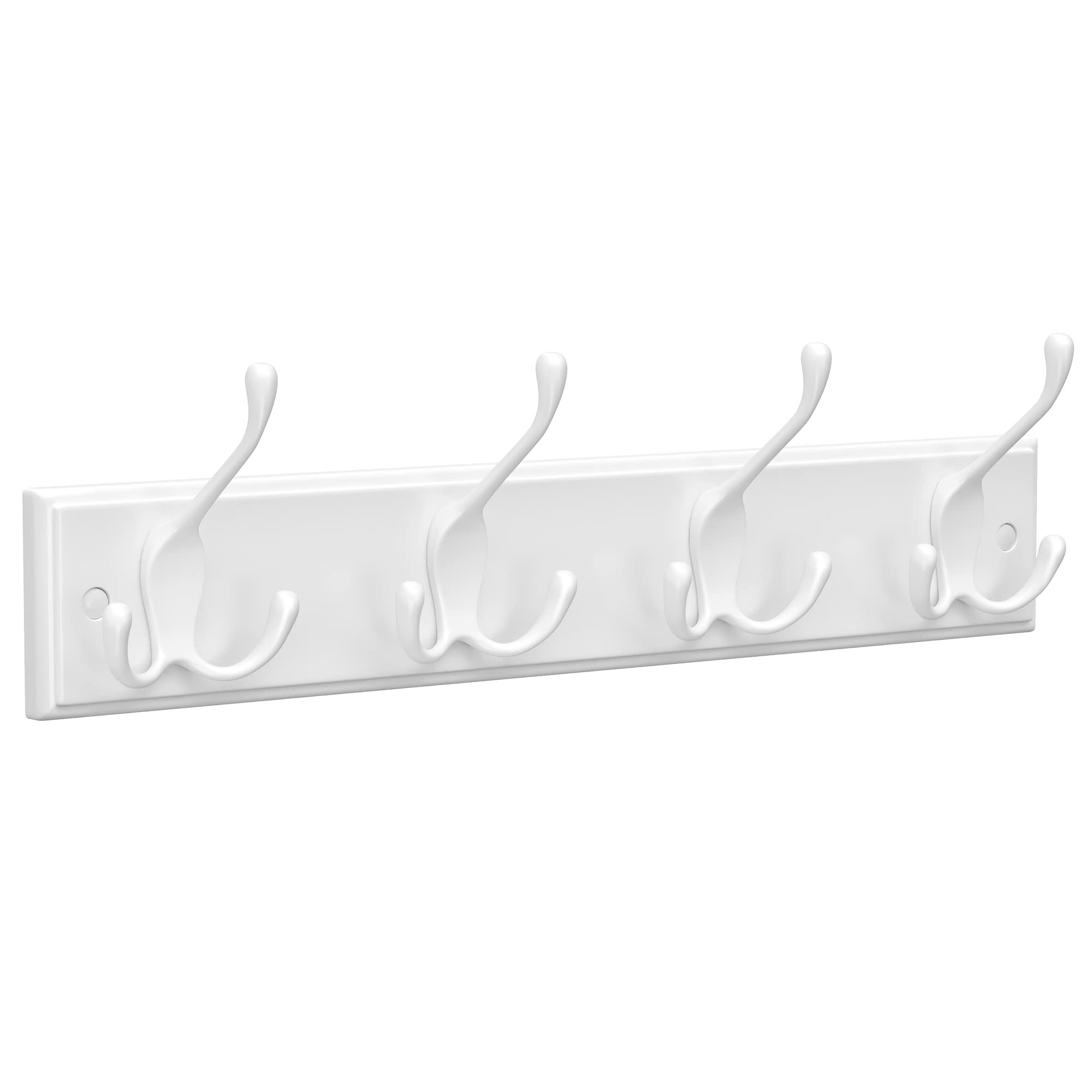SONGMICS Coat Racks, Wall-Mounted Coat Rack, Coat Hook with 4 Tri-Hooks, Hook Rack for Bags, Coats, for Hallway, Living Room, Bedroom, White LHR30WT