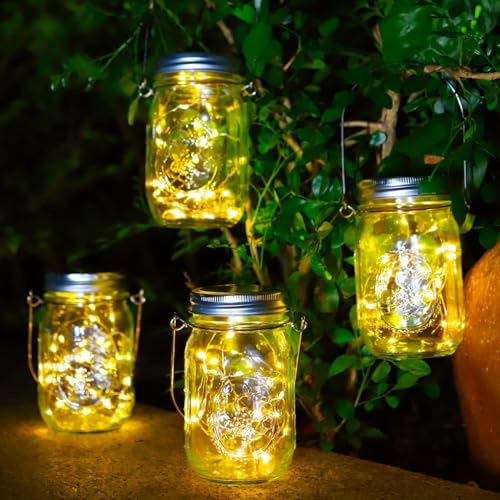 SUNACE Pack of 4 Solar Lights for Outdoor Use - 30 LED Solar Lantern Hanging Solar Lanterns Outdoor Weatherproof Solar Fairy Lights Outdoor Garden Decoration Lanterns for Outdoor Patio Balcony Garden Tree
