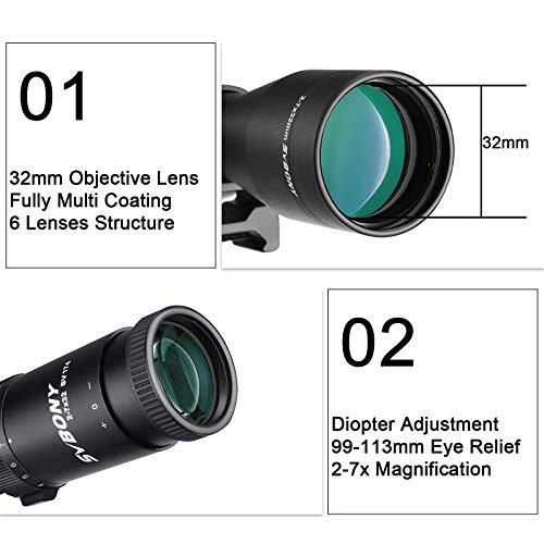 SVBONY SV174 Rifle Scope 27x32, Adjustable Eyepiece, Medium Profile
