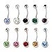 Coolrunner Lot of 10pc 14G Belly Button Ring Body Jewelry Piercing 10 Pack (Colorful)