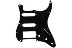 Musiclily HSS 11 Hole Strat Pickguard ST Guitar Pick Guard Scratch Plate for Fender American/Mexican Standard Stratocaster Modern Style Electric Guitar,3Ply Black