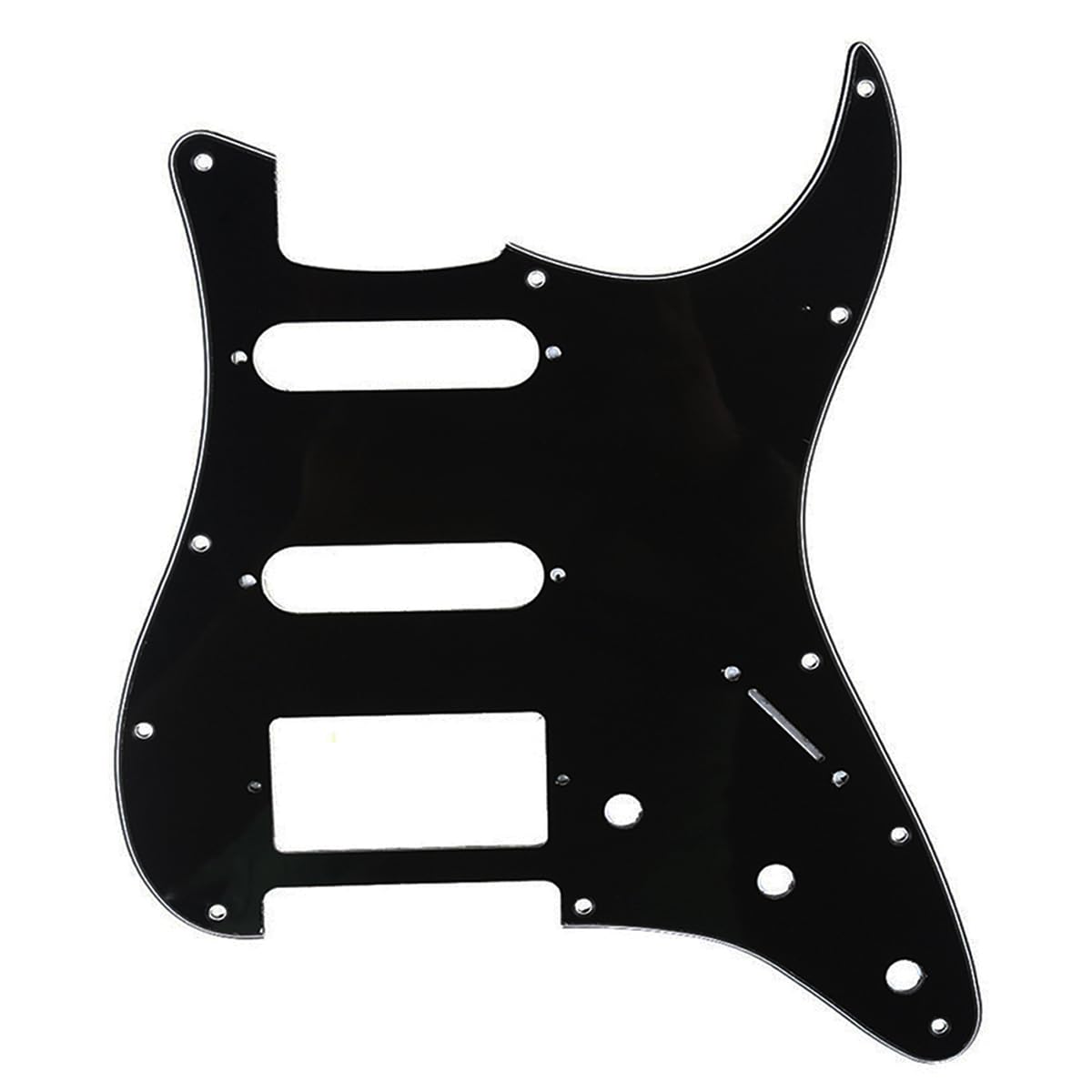 Musiclily HSS 11 Hole Guitar Strat Pickguard for Fender USA/Mexican Made Standard Stratocaster Modern Style,3Ply Black โ image 1