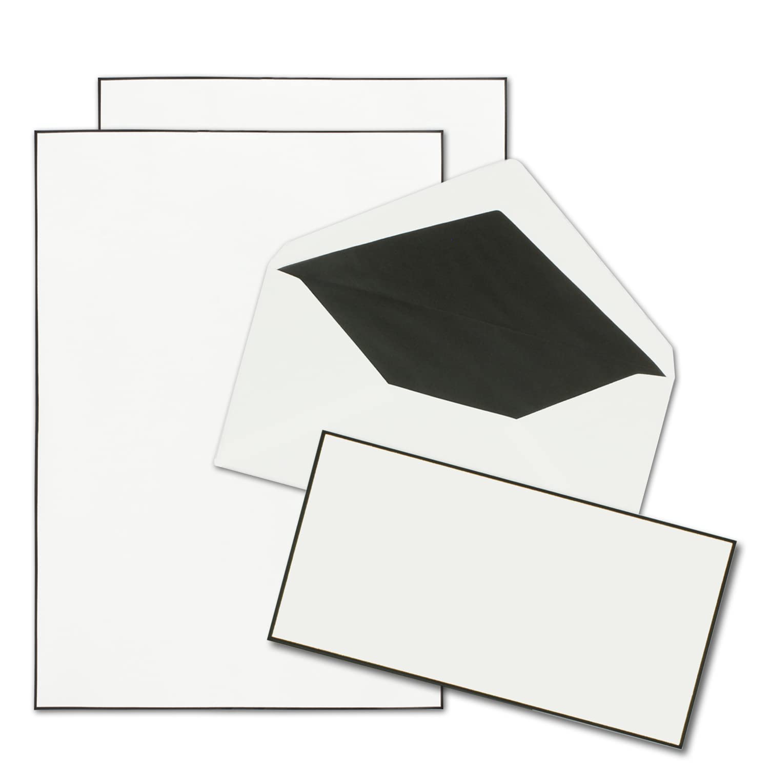 NEUSER PAPIER 50x Mourning Paper Sets DIN A4 with Lined envelopes Handmade Black Border Stationery for Condolences