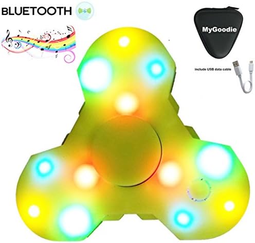 My Goodie LED Light MINI Bluetooth Audio Hand Spinner Music Speaker,Perfect For ADD,ADHD,Autism and Pressure Relief Killing Time Finger Toy (New Style Yellow)