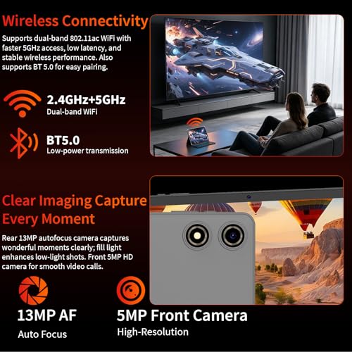 Android Tablet with Keyboard - Android 16 tablet with 26GB+256GB+2TB Expand, 10 inch Tablet with 8-Core, Gemini AI, 5G WiFi, 8000mAh, GPS, GMS, Electronic Tablet PC with Case/Mouse/Stylus-Silver Case