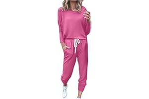 SHOPESSA Jogging Suits for Women 2 Piece Set Track Pant with Pockets Sweatshirt Pants Set Trendy Clothes