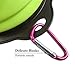 Pet Silicone Foldable Bowl - Retractable Travel Protable Water Bottle/Dish with a Metal Carabiner, Also Can Used as Flying Disc Toy for Dogs & Cats, Green