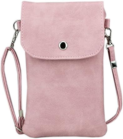 Cell Phone Purse Bag, aubaddy Matte PU Leather Mini Crossbody Bag for iPhone X /iPhone Series and More Phones Size 6 inch Below (Pink)