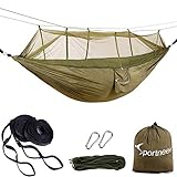 Sportneer Double Camping Hammock with Mosquito/Bug Net, Lightweight Parachute Portable Hammocks for Hiking, Travel, Backpacking, Beach, Yard Gear with Tree Strap