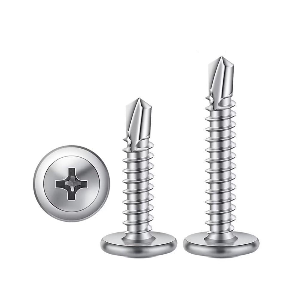SYDARSYN Cross Pan Head Self Tapping Self Drilling Screws 304 Stainless Steel Wafer Head Phillips Sheet Metal Tek Screws M4.8x32mm (20 pcs)