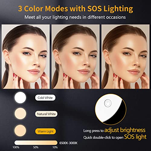 Selfie Light 6500K Rechargeable Phone Ring Light with 3 Light Modes, Portable Clip on Selfie Light for iPhone, Phone, Laptop, Camera, Selfie, Video Calls, Video Conference, TikTok, Vlog