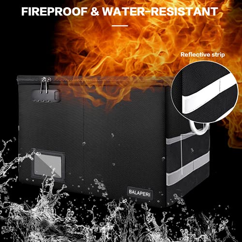 File Box Fireproof Box with Lock, BALAPERI Collapsible File Organizer