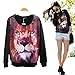 Womens Girls T-shirt 3d Animal Lion Print Long Sleeve Fleece Blouse Tops Tees