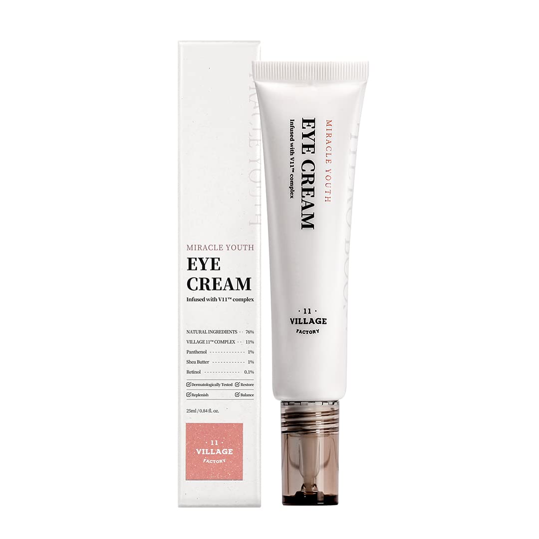 [VILLAGE 11 FACTORY] MIRACLE YOUTH EYE CREAM (25ml) Korean Skincare - Nourishing Eye Cream with Retinol 0.1% & Squalane - Plumps & Illuminates - Anti-Aging Treatment - Vegan Formula