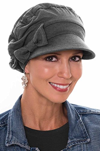 Versatility Newsboy Hat-Caps for Women with Chemo Cancer Hair Loss Luxury Bamboo - Charcoal - Thumbnail 3