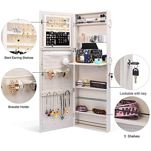 Titan Mall Jewelry Wall Door Mounted Jewelry Organizer Mounted Lockable Jewelry Armoire