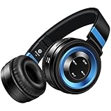 Wireless Headphones, Sound Intone P6 Stereo Bluetooth Headphones with Microphone Over-ear Foldable Portable Music Headsets for Cellphones Laptop Tablet TV Headphones(Black Blue)