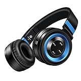Wireless Headphones, Sound Intone P6 Stereo Bluetooth Headphones with Microphone Over-ear Foldable Portable Music Headsets for Cellphones Laptop Tablet TV Headphones (Black Blue)