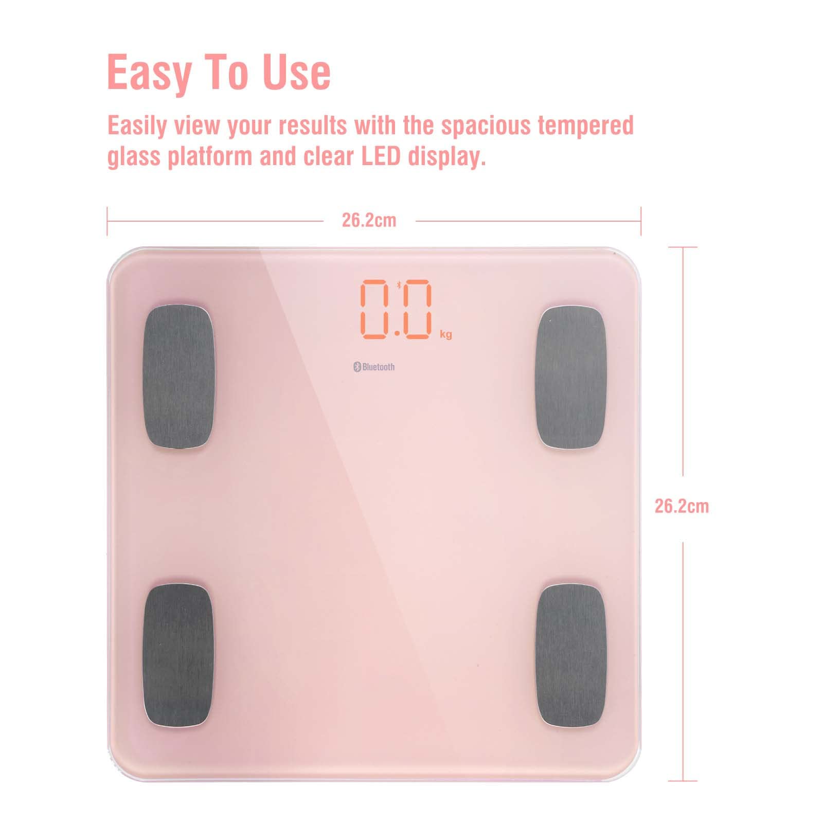 Uten Smart Scale for Body Weight, Digital Bathroom Weighing Wireless Scales with Body Fat and Water Weight for People, Bluetooth BMI Electronic Body Analyzer Machine with Smartphone App, 400lb, Pink
