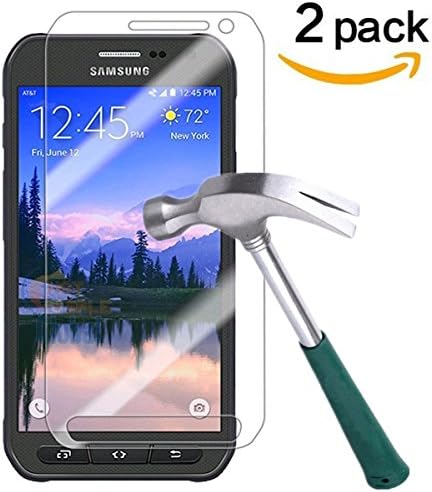 Galaxy S6 Active Glass Screen Protector Set By GTRADE [2-Pack] Tempered Glass Touch Screen Covers - Anti Bubble &amp; Scratch Resistant - Oleophobic Coating - Clear HD 99.9% Transparency