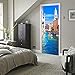 Fymural Door Wall Mural Wallpaper Stickers 30.3x78.7 Venice Canal Vinyl Removable 3D Decals