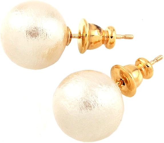 Amazon ジュエリーショップエム コットンパール 10mm ピアス 落ちないキャッチ付 レディース ゴールド 金属アレルギー対応 P ピアス 通販