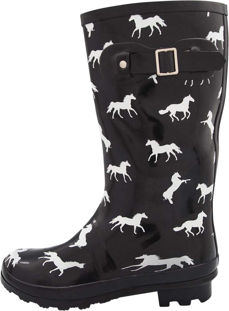 NORTY Women's Hurricane Wellie Rain Boots - Mid-Calf Length - Glossy Matte Waterproof Rubber Shoes - Image 3