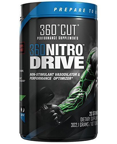 360NITRODRIVE - Performance Enhancer and Vasodilator Pre-Workout Formula for Unrivaled Energy, Endurance and Pumps. Great Tasting Blue Raspberry Flavor by 360Cut