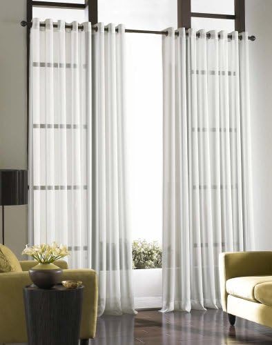 Curtainworks 1Q80430CWI Soho Voile Sheer Grommet Panel, 59 by 120", Winter White