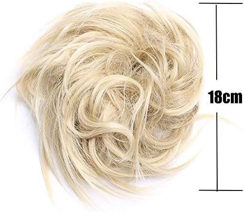 New Tousled Synthetic Hair Bun Hairpiece - Elastic Updo Instant Ponytail Messy Wig Hair Donut - Ash Blonde & Bleach Blonde - Image 4