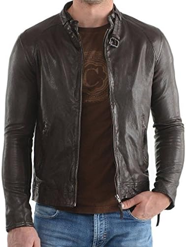 Leather Hub Men's Lambskin Leather Bomber Biker Leather Jacket