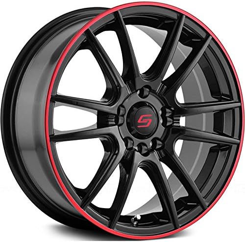 Sacchi S77 Black Wheel with Outer Red Ring (18x7.5"/5x4.13", +40mm offset)