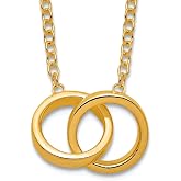 JewelryWeb 925 Sterling Silver Gold-tone Polished 2-rings Necklace 13.4mm Wide Pendant Necklace for Women
