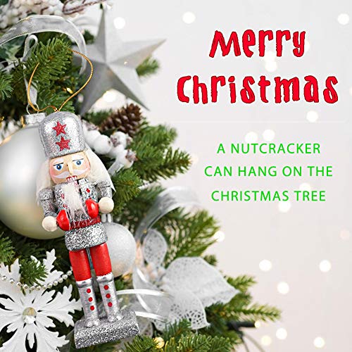 Amor Christmas Nutcracker Ornaments Set, 5PCS Wooden Nutcracker Figurines Hanging Decorations for Christmas Tree Figures Puppet Toy Gifts