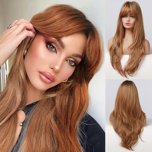 Honygebia Ginger Wig with Bangs Auburn Wigs for Women, Copper