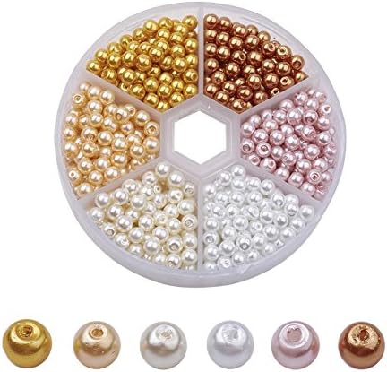 Kissity 810-Piece 4mm Tiny Satin Luster Glass Pearl Beads with Container for Jewelry Making (Mixed#2)