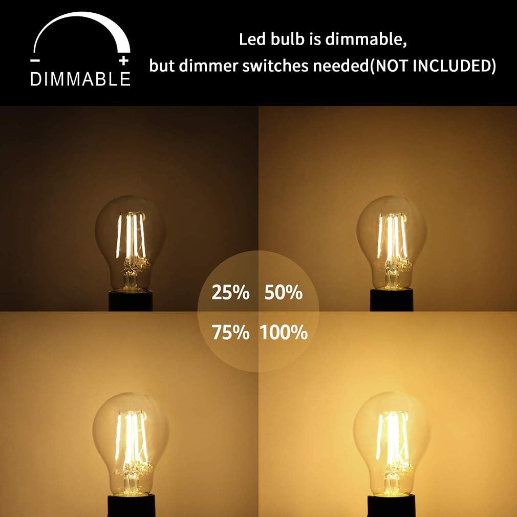 Industrial Electrical 2700k Warm White A60 Led Filament Bulb Type G 60 Watt Equivalent For E26 Medium Base With Antique Clear Glass Dimmable Led Vanity 6w Light Bulb Pack Of 3 Light Bulbs