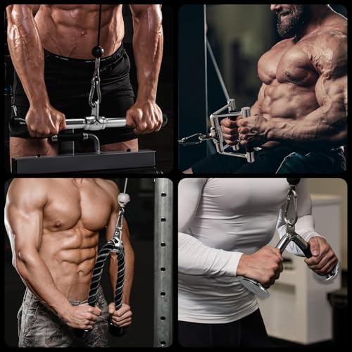 PERFECTOP Accesorios de Polea de Cable para Ejercicio en Casa,Combo de Accesorios para Poleas de Gym, Agarres y Equipos de Gimnasio,Mango en V