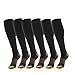MCNICK & COMPANY Men's Copper Compression Socks (3 Pairs, Black) 20-30 mmhg size 10-13 big and tall knee high great for air travel