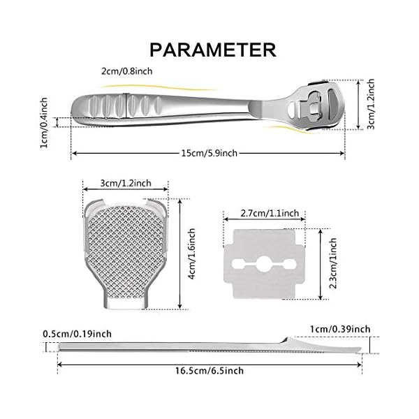 Foot-Scraper-Callus-Shaver-Stainless-Steel-Foot-Rasp-Dead-Hard-Skin-Remover-Foot-File-Sets-for-Heel-Callus-Cracked-Dry-Skin-with-10-Blades-for-Hand-Feet-Pedicure-Foot-Care-Tool-Silver Foot Scraper Callus Shaver - Stainless Steel Foot Rasp Dead Hard Skin Remover Foot File Sets for Heel Callus | Cracked…