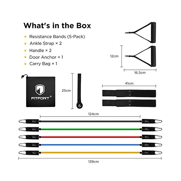 FITFORT-Resistance-Bands-Set-11-Pack-Exercise-Bands-Stackable-up-to-150lb-IndoorOutdoor-Workout-Bands-with-Door-Anchor-Handles-for-Fitness-Strength-Slim-Yoga-Home-Gym-Equipment-for-MenWomen FITFORT Resistance Bands Set, 11 Pack Exercise Bands Stackable up to 150lb, Indoor/Outdoor Workout Bands with Door Anchor & Handles for Fitness, Strength, Slim, Yoga, Home Gym Equipment for Men/Women