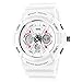 New Unisex Fashion Sport Watch Analog/Digital Water Resist Dual Time Multifunction Alarm Led Womens Mens Wristwatch 6 Colours Option 0966 (White)