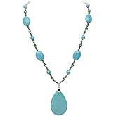 Gem Stone King Stunning Green Simulated Turquoise Howlite and Multi Gemstones Crystals Fashion Necklace | 18 Inch